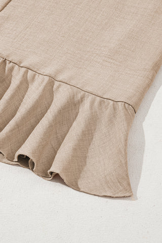 Smoke Gray Knot Scoop Back Ruffle Hem Sleeveless Mini Dress