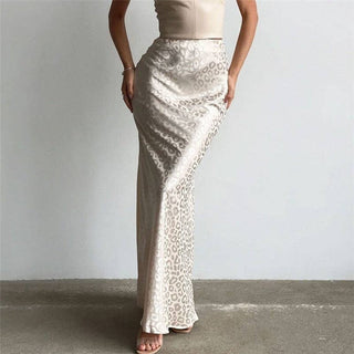 Leopard Jacquard Long Bodycon Skirt