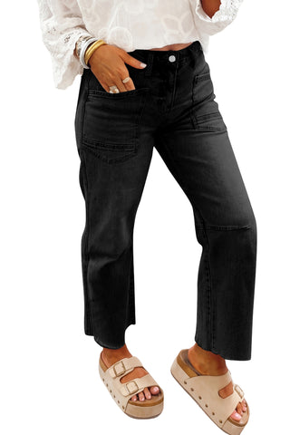 Beau Blue Frayed Cropped Straight Jeans