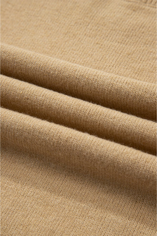 Tan Leopard Bow Decor Split Cuff Contrast Trim Sweater