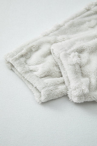 Light Grey Leopard Textured Loose Fit Fleece Lounge Set