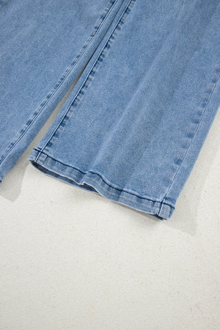 Beau Blue Vintage Washed Knot Belt Wide Leg Jeans