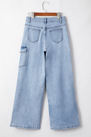Beau Blue Bowknot Decor Boyfriend Cargo Jeans