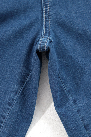 Sail Blue Plus Size Elastic Waist Ruffled Wide Leg Denim Pants