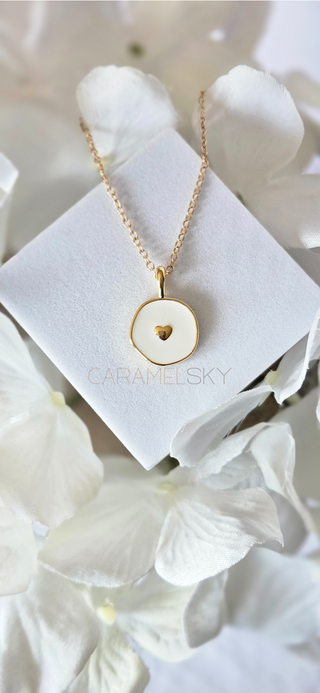 Caramel Sky - 18k Gold Plated Heart Necklace, Minimalist Heart Jewelry